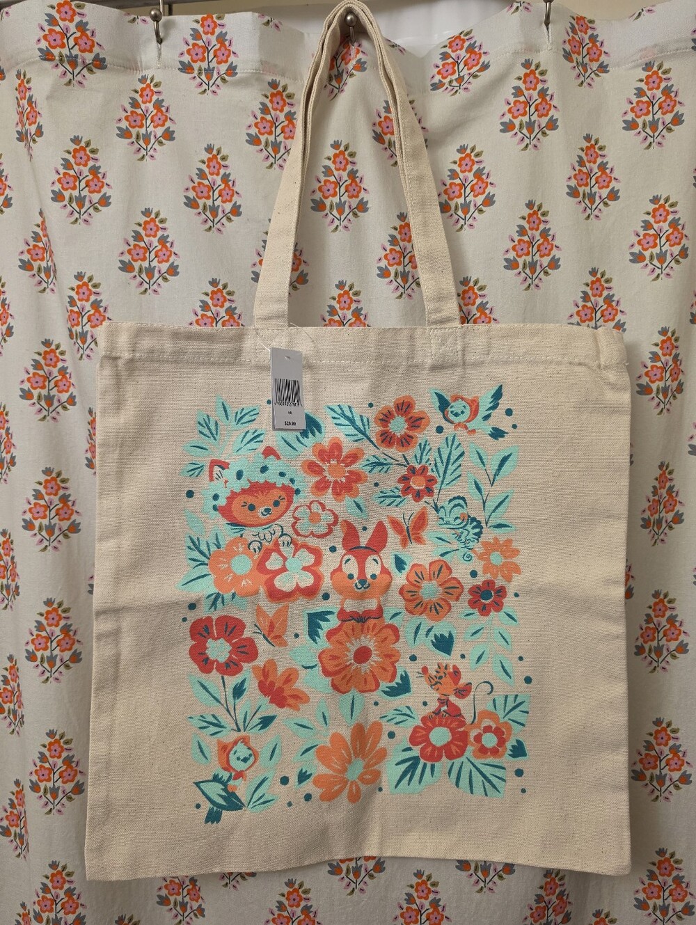 Disney Parks Tote- Floral With Sidekicks Pattern